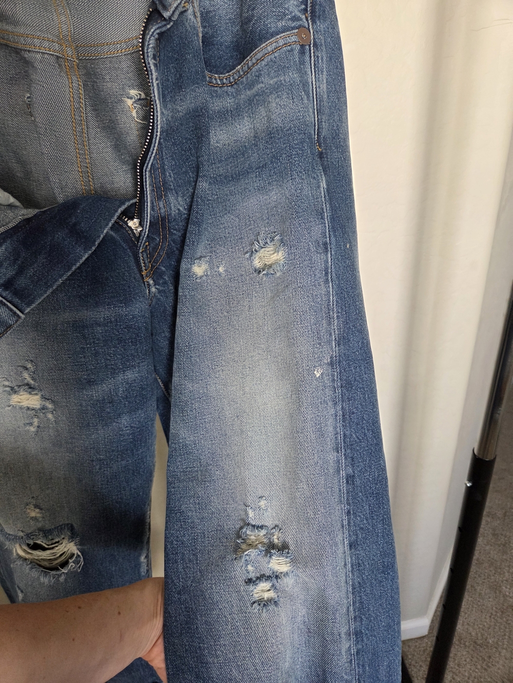 R13 Boyfriend Jeans Size 27 Distressed Made in Italy Kyle Indigo High End Denim - Picture 6 of 7
